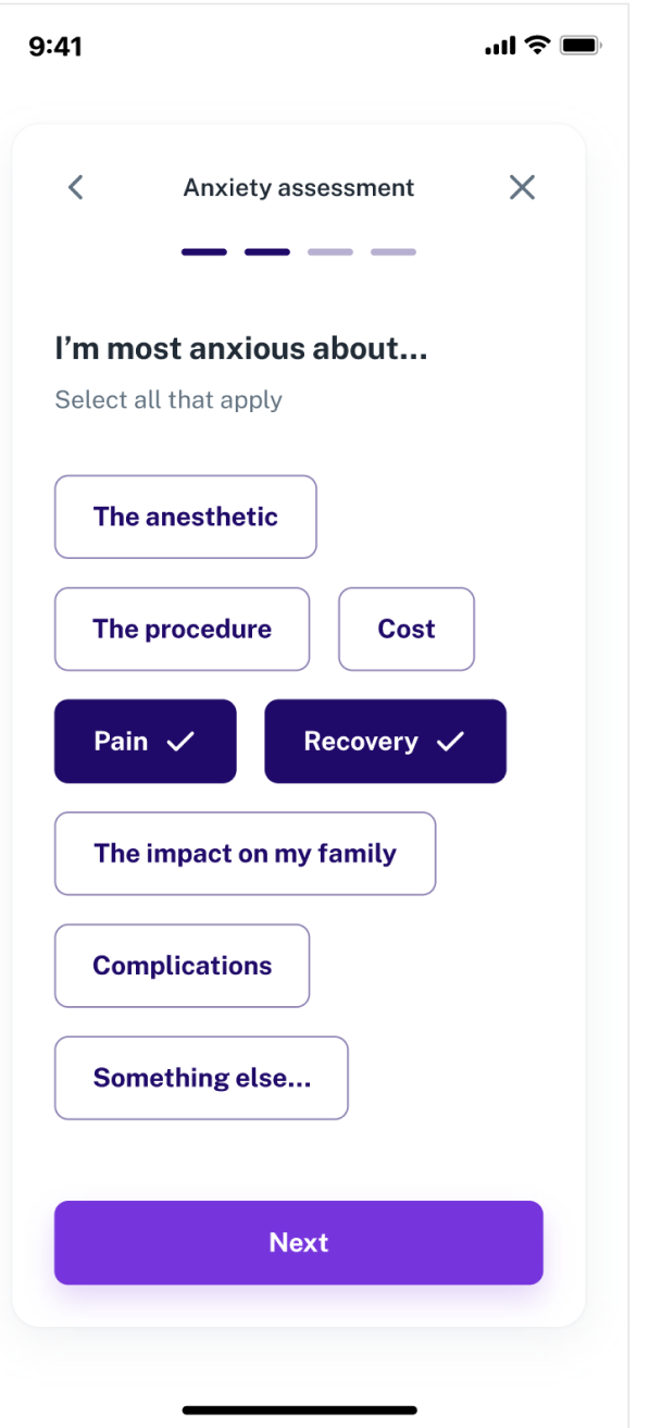 Anxiety assessment — I'm most anxious about